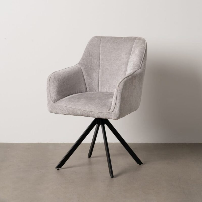 Lot de 2 : Fauteuil Gris Clair Tissu-Métal Ixia
