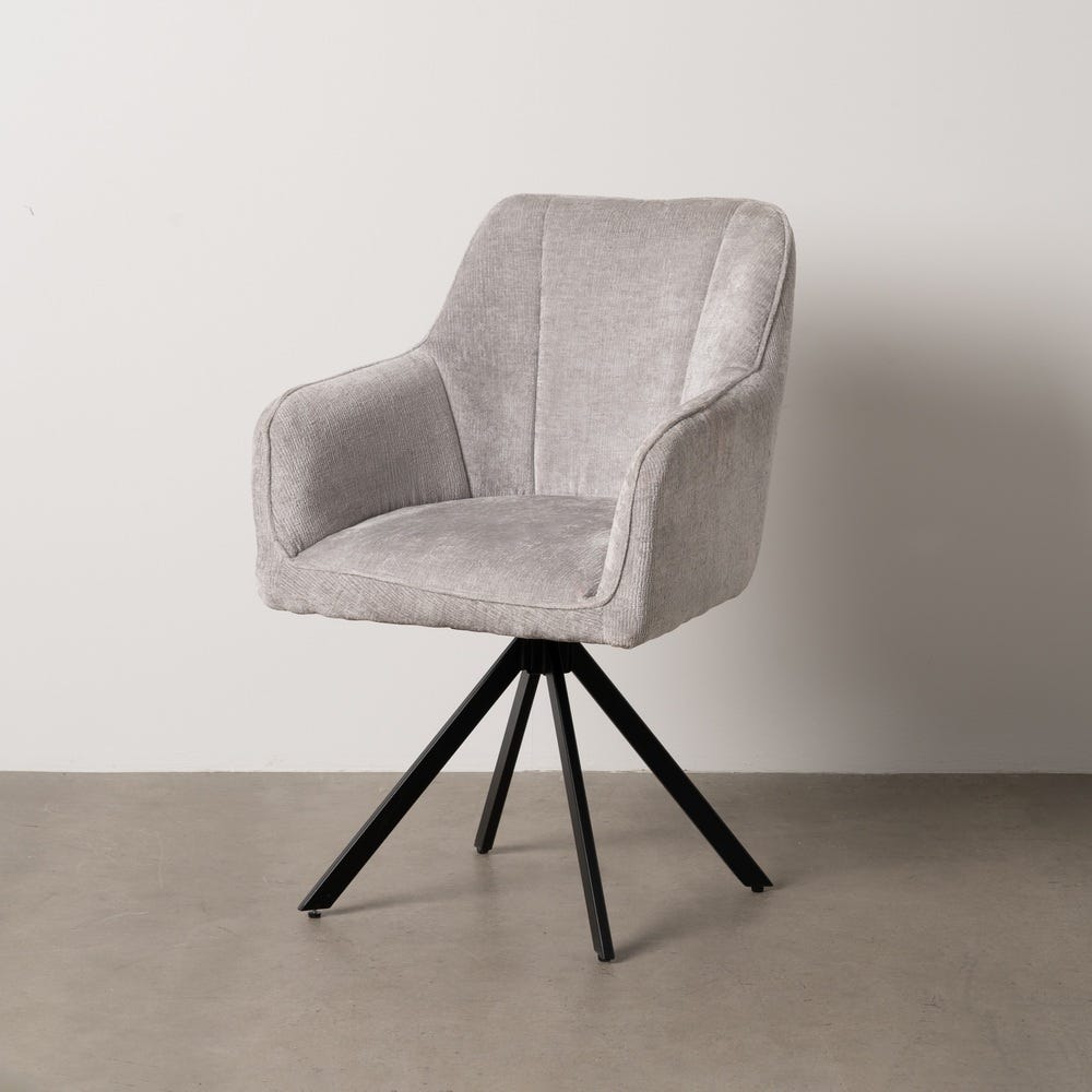 Fauteuil Gris Clair Tissu-Métal Ixia