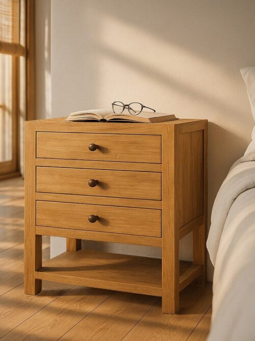 Table De Chevet Mindi Trois Tiroirs Ixia 65cm