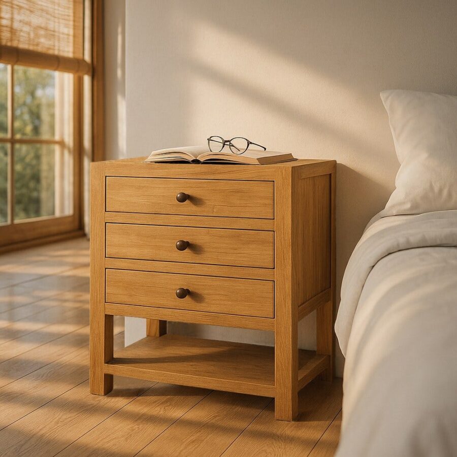 Table De Chevet Mindi Trois Tiroirs Ixia 65cm
