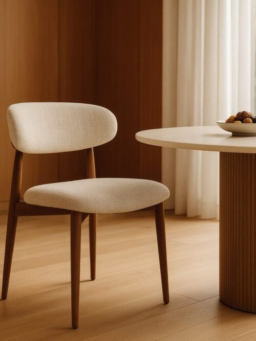 Chaise Beige Tissu-Métal Ixia 53 cm
