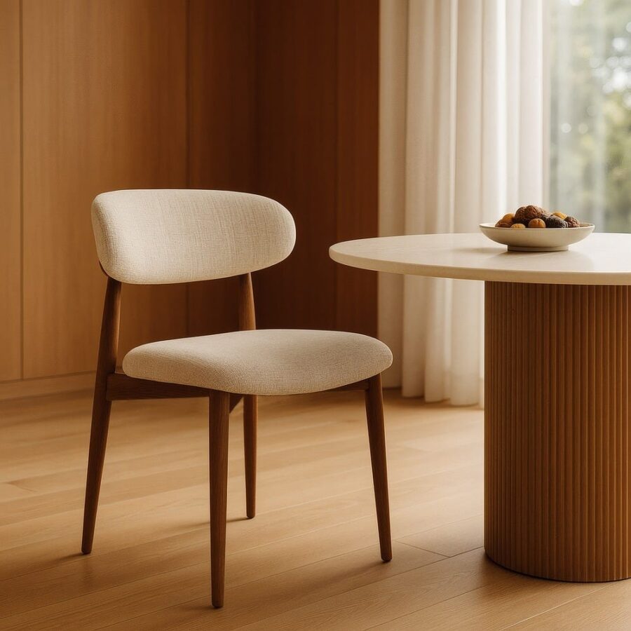 Chaise Beige Tissu-Métal Ixia 53 cm