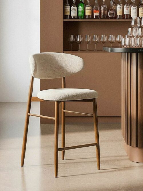 Tabouret 65Cm Beige Tissu-Métal Ixia