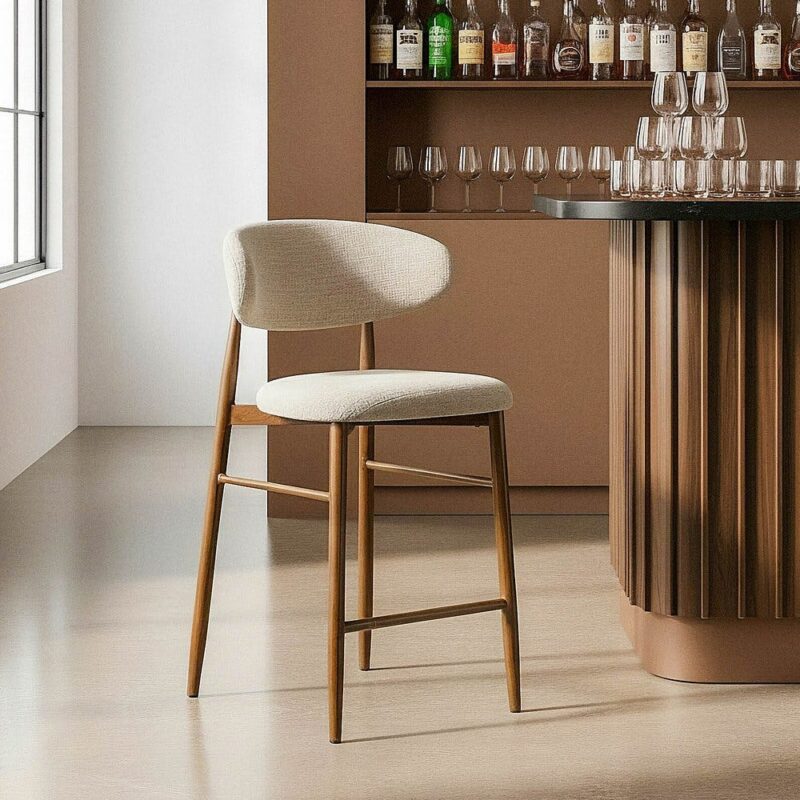 Tabouret 65Cm Beige Tissu-Métal Ixia