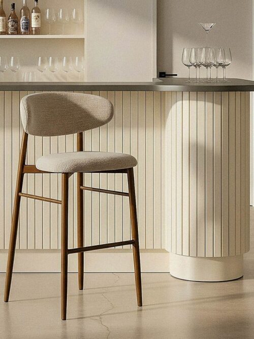 Tabouret 75Cm Beige Tissu-Métal Ixia 54 cm