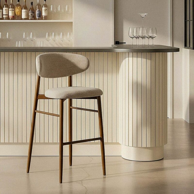 Tabouret 75Cm Beige Tissu-Métal Ixia 54 cm