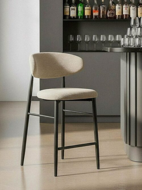 Tabouret 65Cm Gris Tissu-Métal Ixia