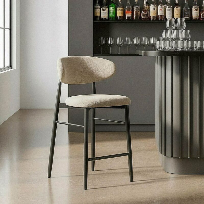 Tabouret 65Cm Gris Tissu-Métal Ixia