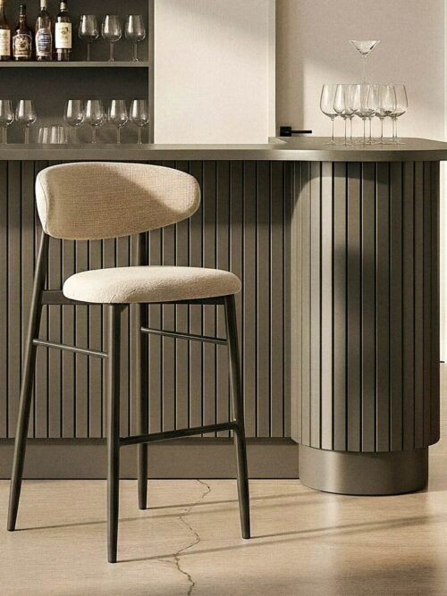 Tabouret 75Cm Gris Tissu-Métal Ixia 54 cm