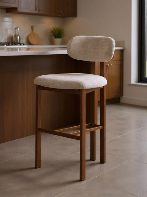 Tabouret 75Cm Beige Tissu-Métal Ixia 50 cm