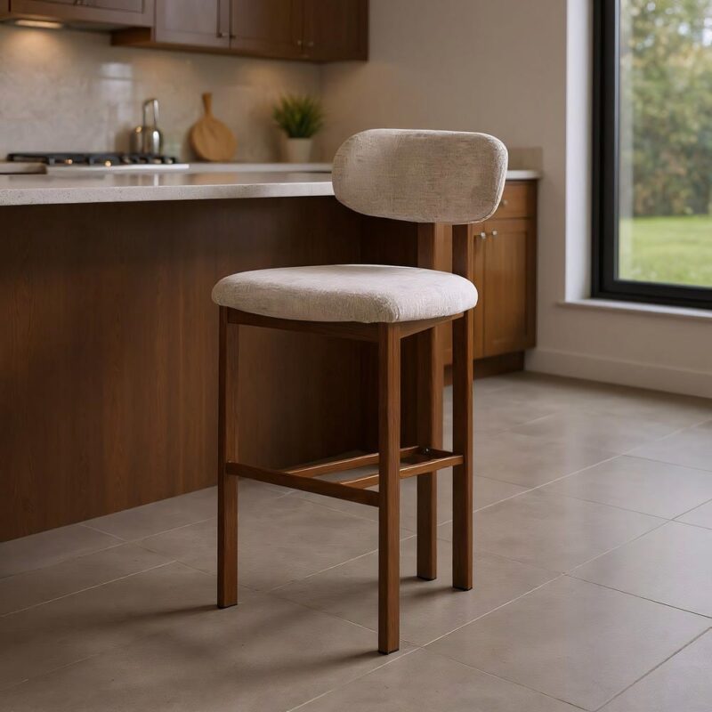 Tabouret 75Cm Beige Tissu-Métal Ixia 50 cm
