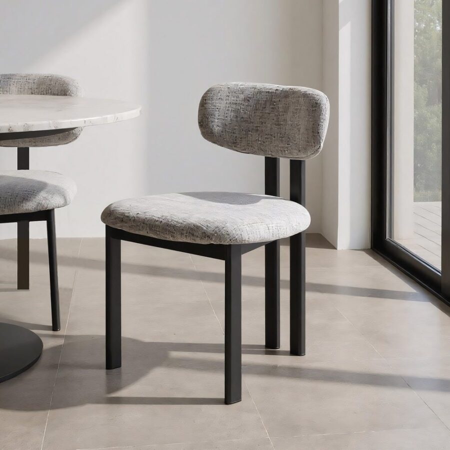 Chaise Gris Tissu-Métal Ixia 50 cm