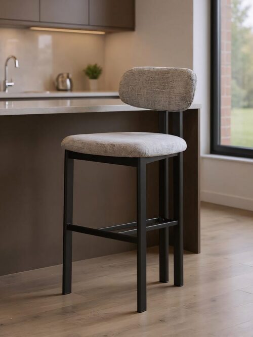 Tabouret 75Cm Gris Tissu-Métal Ixia 50 cm