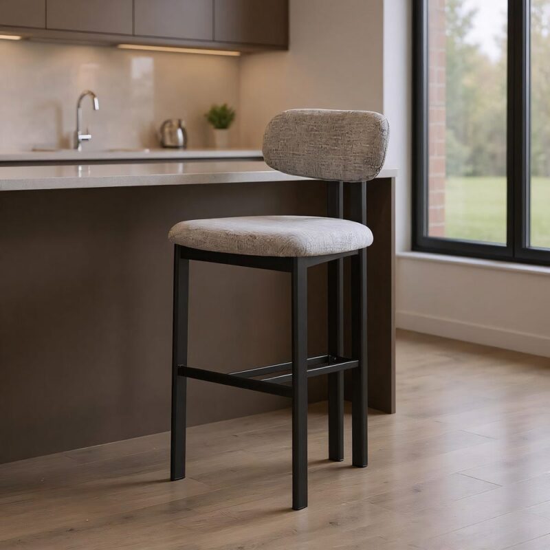 Tabouret 75Cm Gris Tissu-Métal Ixia 50 cm