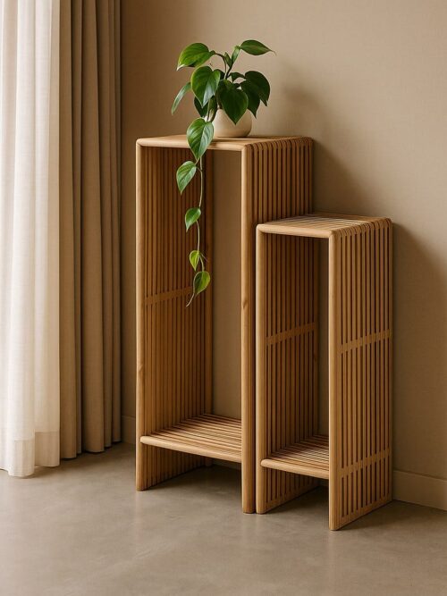 Socle Teck Massif Lattes Verticales Ixia 86cm