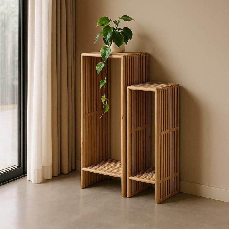 Socle Teck Massif Lattes Verticales Ixia 86cm