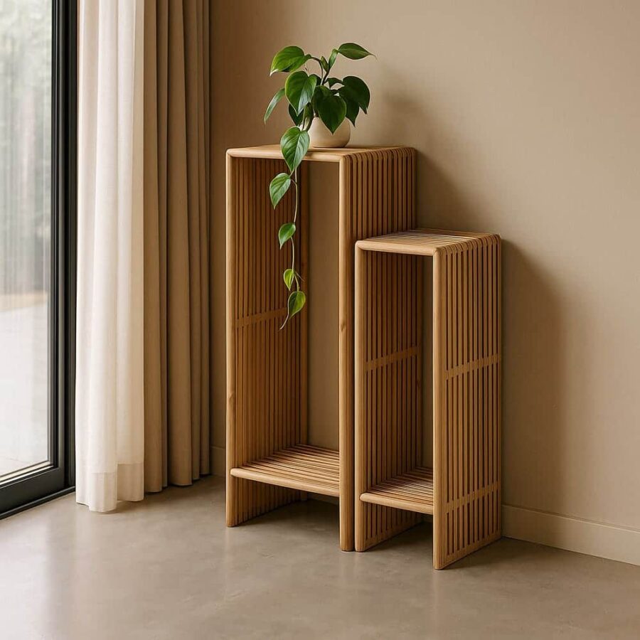 Socle Teck Massif Lattes Verticales Ixia 86cm