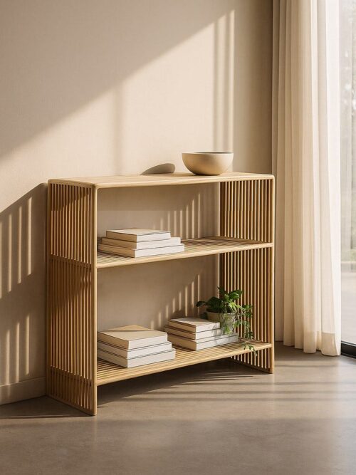 Console Teck Recyclé Lattes Verticales Ixia 85cm