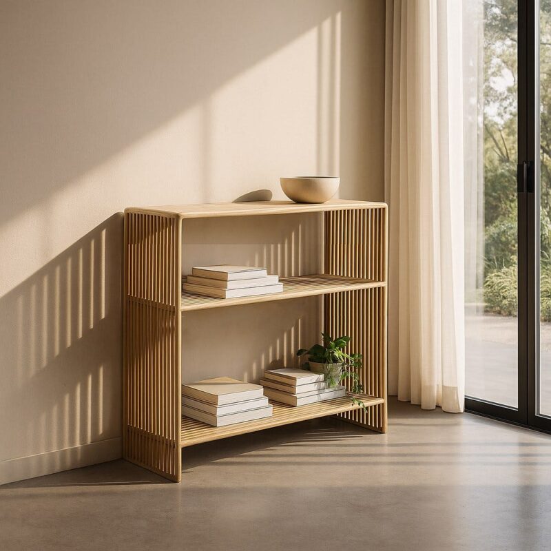 Console Teck Recyclé Lattes Verticales Ixia 85cm