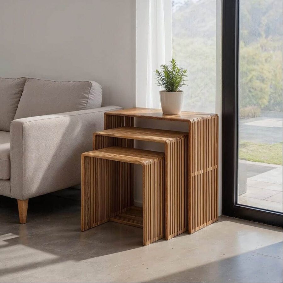 Lot De Trois Tables Gigognes Teck Recyclé Ixia 65cm