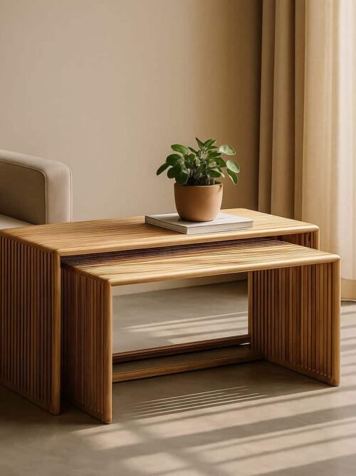 Table Gigogne Teck Massif Bellamonte Ixia 85cm