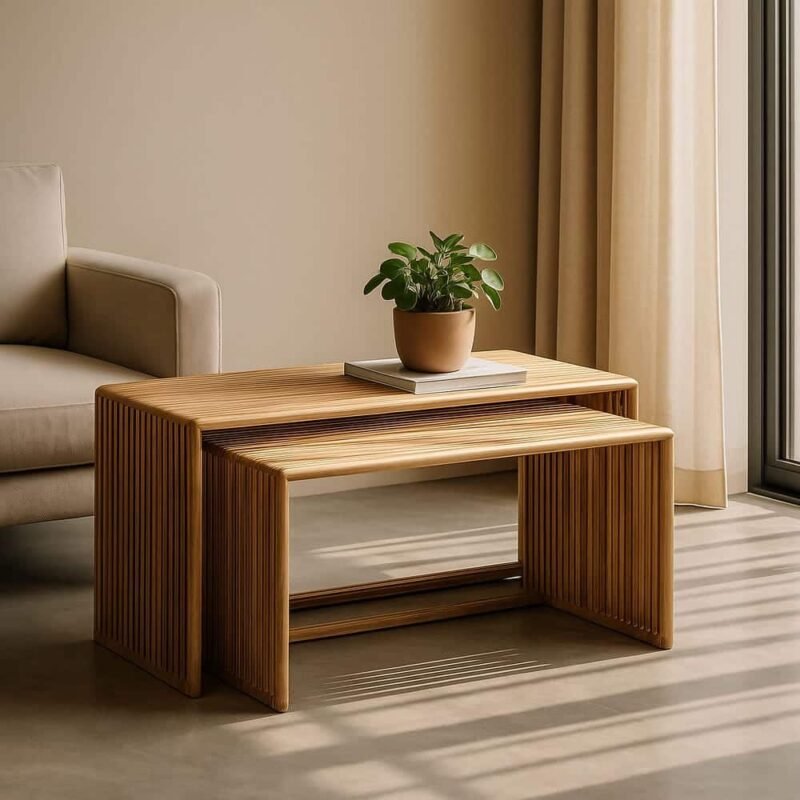 Table Gigogne Teck Massif Bellamonte Ixia 85cm