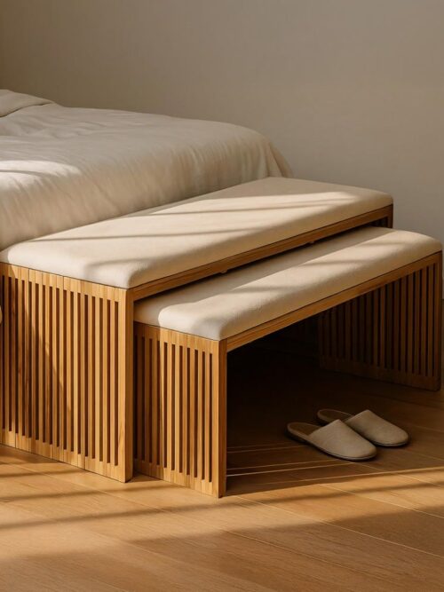 Banc Gigogne Teck Massif Recyclé Lattes Verticales Ixia 115cm