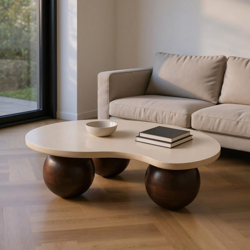 Table Basse Marbre/Bois Ixia 107 cm