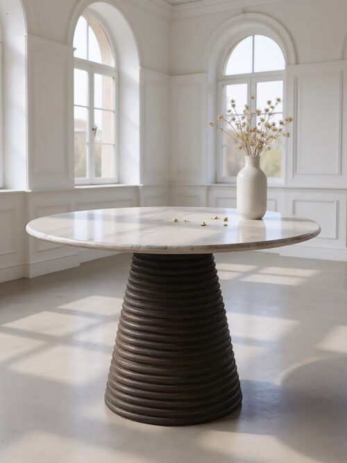 Table à Manger Manguier Marbre Ixia 115cm