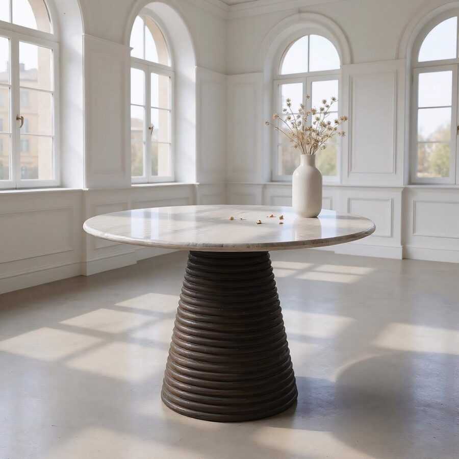 Table à Manger Manguier Marbre Ixia 115cm