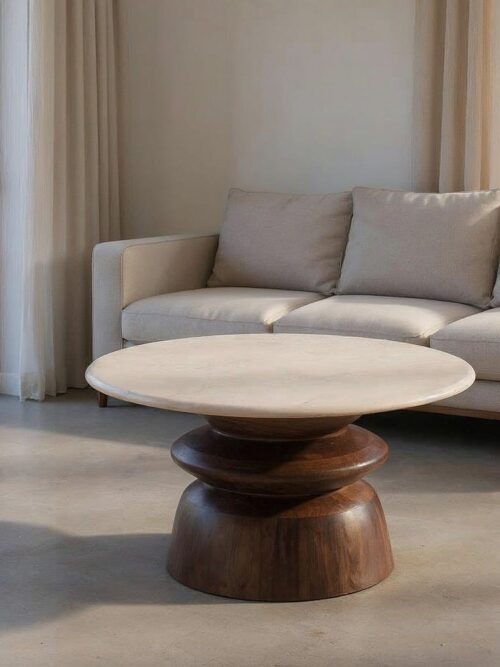 Table Basse Manguier Marbre Ixia 75cm