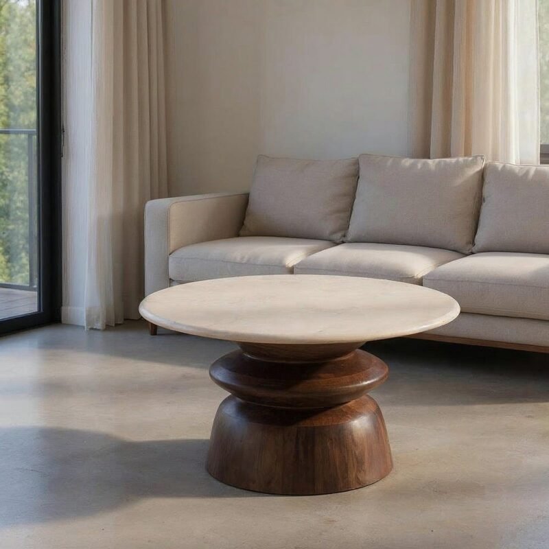 Table Basse Manguier Marbre Ixia 75cm