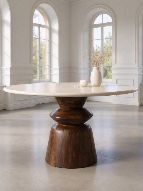 Table à Manger Manguier Marbre Ixia 120cm