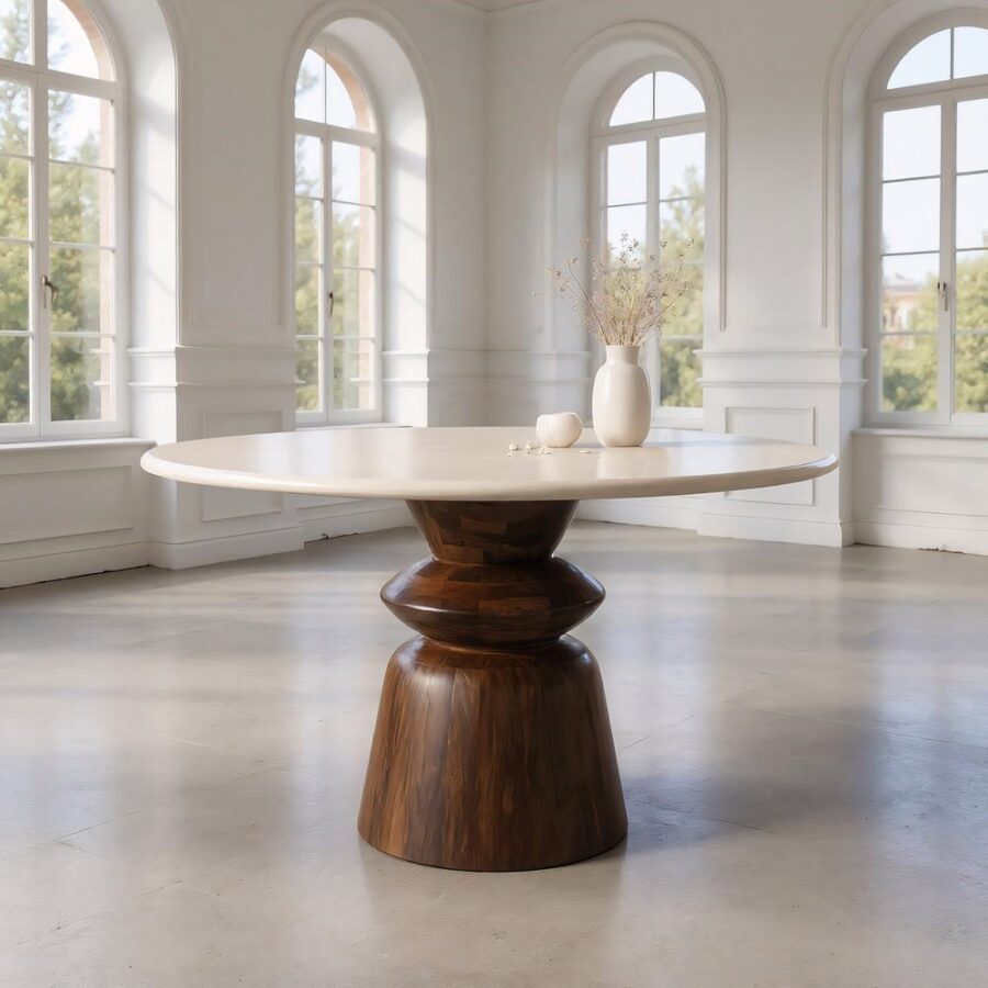 Table à Manger Manguier Marbre Ixia 120cm