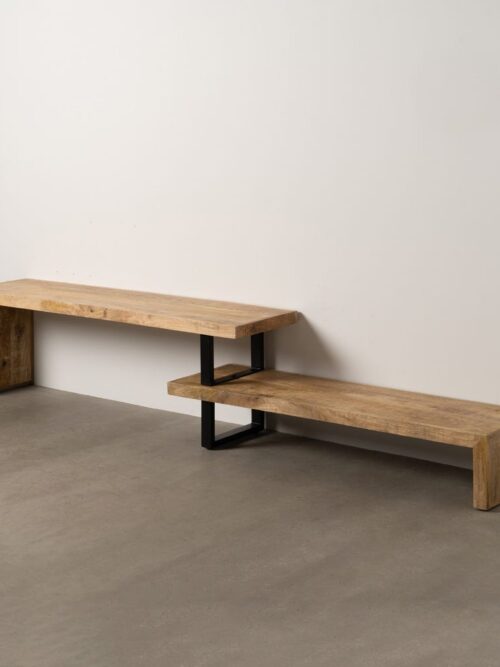 Meuble TV Manguier Marron-noir Brutaliste Ixia 265cm