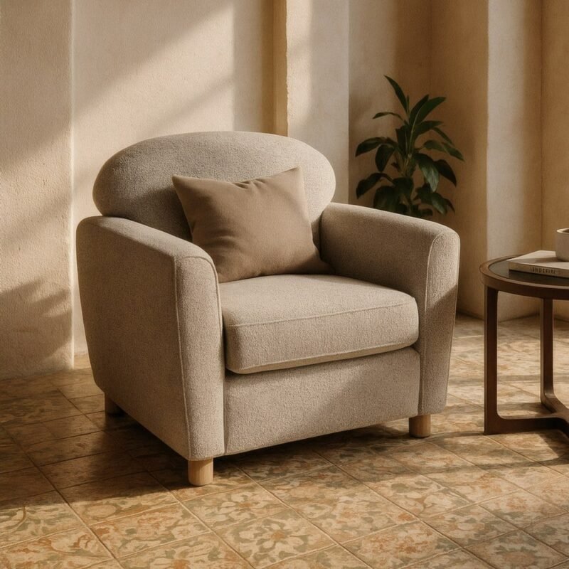 Fauteuil Marbré Étoffe Ixia 81 cm