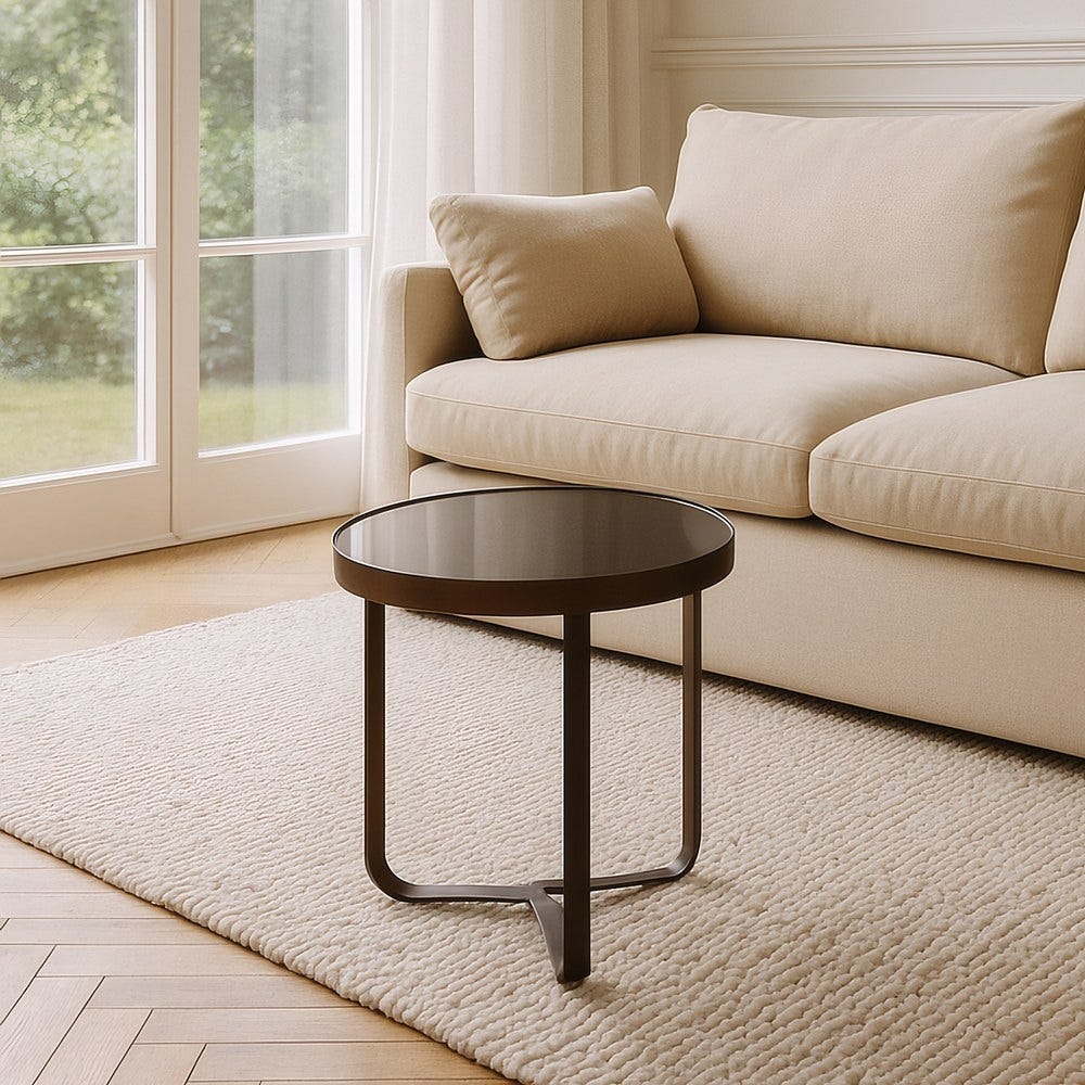 Petit Table Marron Foncé Métal-Cristal Ixia 40 cm