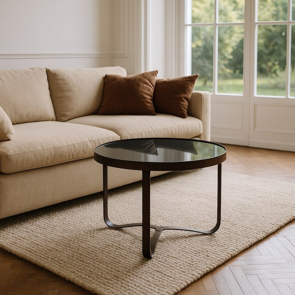Petit Table Marron Foncé Métal-Cristal Ixia 60 cm
