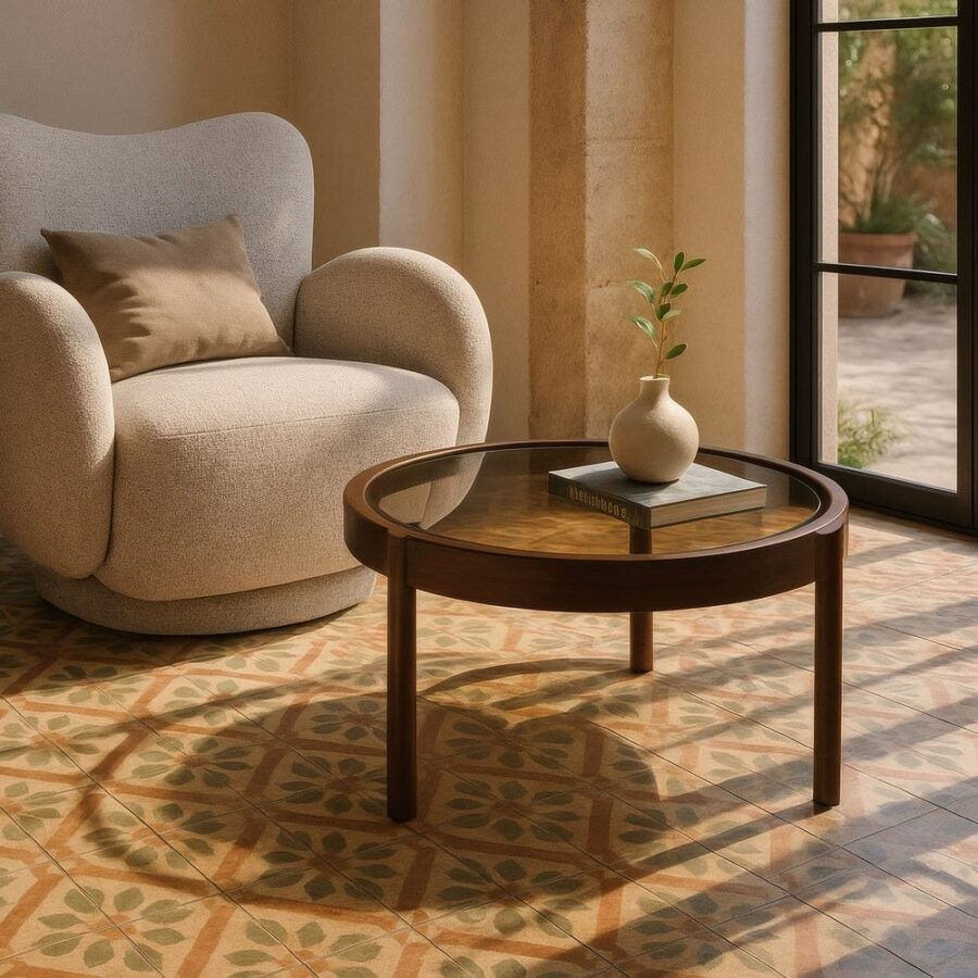 Table Basse Marron Foncé Métal-Cristal Ixia