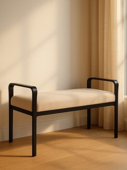Banc Beige Tissu-Métal Ixia 121 cm