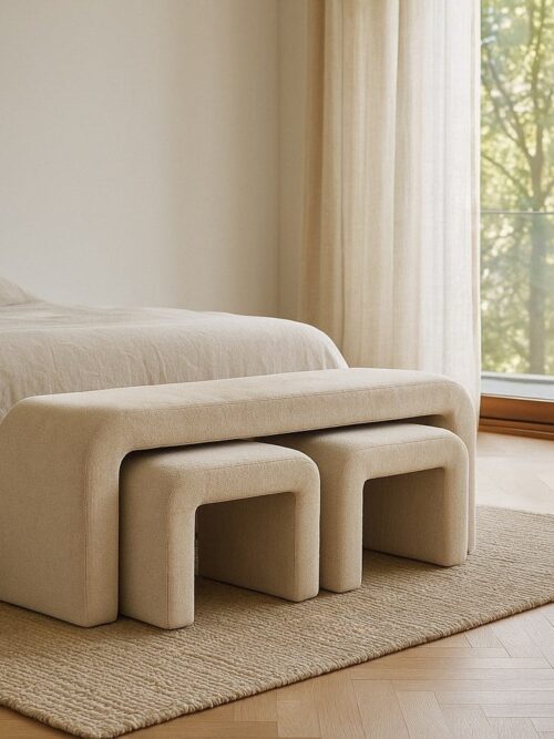 S/3 Banc Beige Tissu Ixia