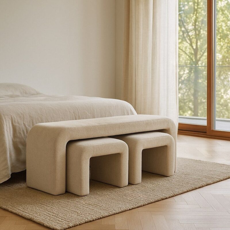 S/3 Banc Beige Tissu Ixia