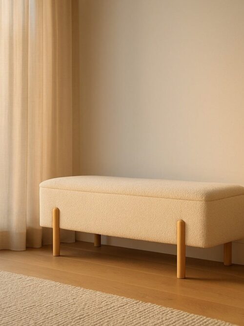Banc Malle Crème Tissu Ixia 122 cm