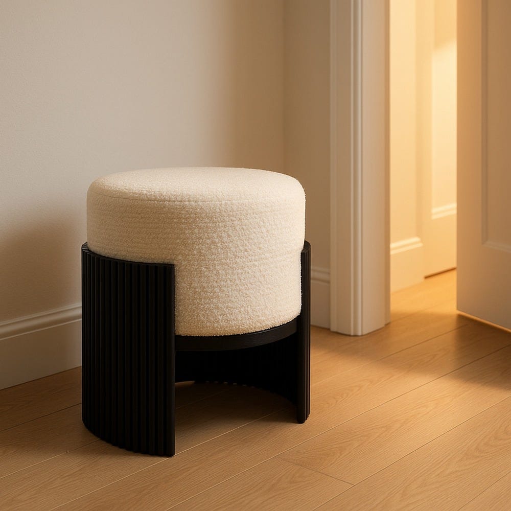 Pouf Blanc-Noire Tissu Ixia