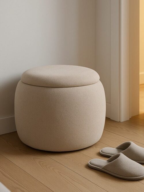 Pouf Malle Beige Tissu Ixia