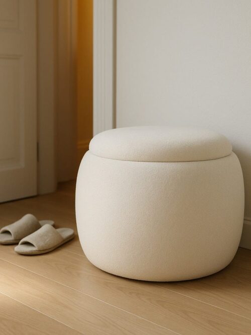Pouf Malle Crème Tissu Ixia