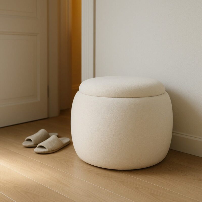 Pouf Malle Crème Tissu Ixia