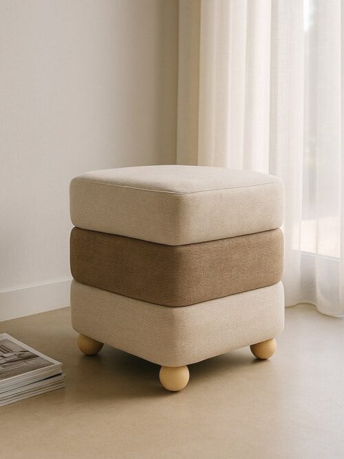 Pouf Beige-Brun Tissu Ixia