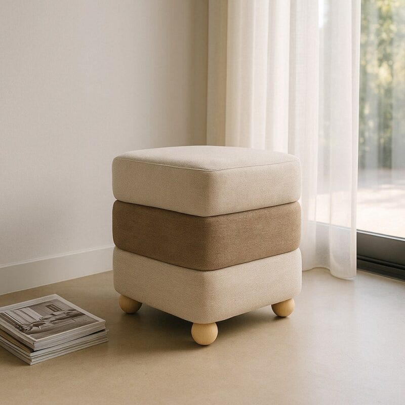 Pouf Beige-Brun Tissu Ixia