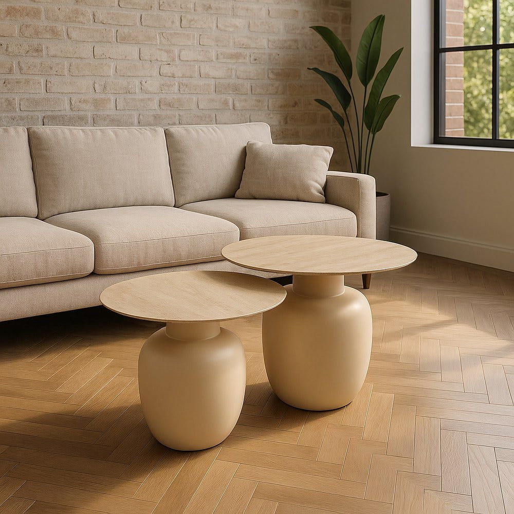 S/2 Table D'Appoint Métal-Céramique Ixia